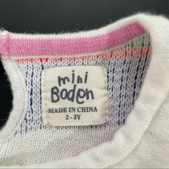 Mini Boden Multi Color Stripe Knit Sweater Dress Peter Pan Collar Size 2-3Y - Picture 9 of 11